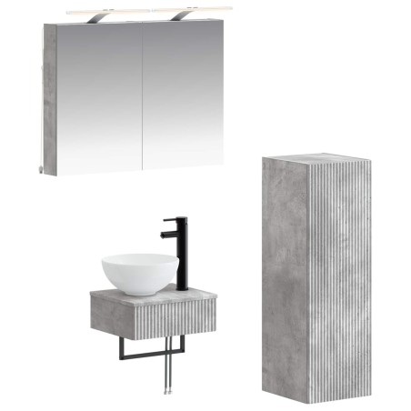 Ensemble d'armoire de salle de bain 4 pcs Gris béton 615505615505