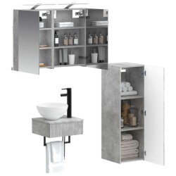 Ensemble d'armoire de salle de bain 4 pcs Gris béton 615505615505