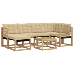 Ensemble de canapés d'extérieur 7 pcs Blanc et Beige 615511615511