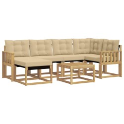 Ensemble de canapés d'extérieur 7 pcs Blanc et Beige 615513615513