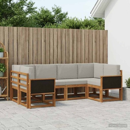 Ensemble de canapés d'extérieur 6 pcs Naturel et gris clair 615515615515