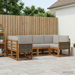 Ensemble de canapés d'extérieur 6 pcs Naturel et gris clair 615518615518
