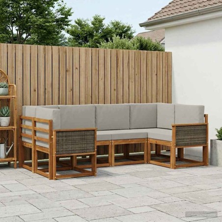 Ensemble de canapés d'extérieur 6 pcs Naturel et gris clair 615518615518