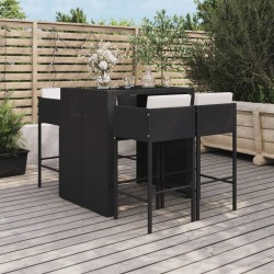 Ensemble de bar de jardin 5 pcs avec coussins noir poly rotin 615538615538
