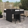 Ensemble de bar de jardin 5 pcs avec coussins noir poly rotin 615538615538
