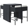 Ensemble de bar de jardin 5 pcs avec coussins noir poly rotin 615538615538