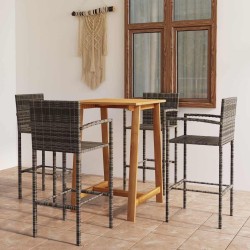 Ensemble de bar de jardin 5 pcs Gris 615539615539