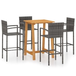 Ensemble de bar de jardin 5 pcs Gris 615539615539