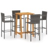 Ensemble de bar de jardin 5 pcs Gris 615539615539