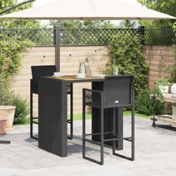 Ensemble de bar de jardin 3 pcs sans coussins noir poly rotin 615542615542
