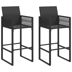 Ensemble de bar de jardin 3 pcs sans coussins noir poly rotin 615542615542