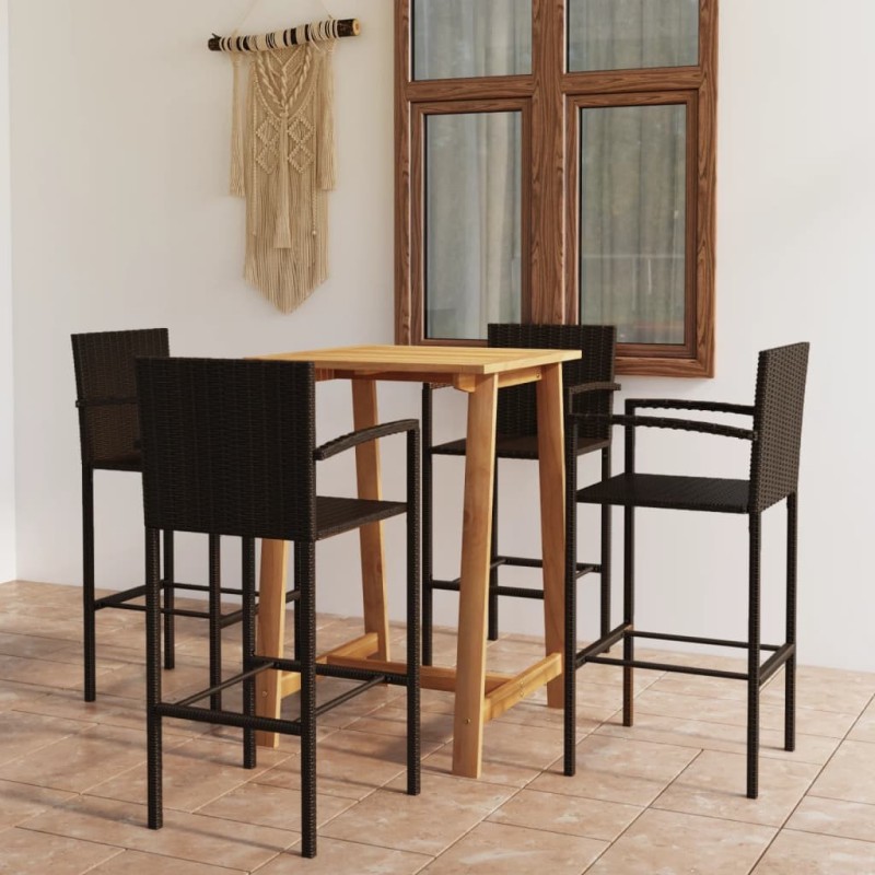 Ensemble de bar de jardin 5 pcs Marron 615543615543