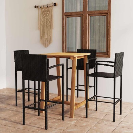Ensemble de bar de jardin 5 pcs Noir 615546615546