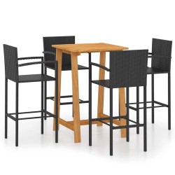 Ensemble de bar de jardin 5 pcs Noir 615546615546