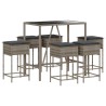 Ensemble de bar de jardin 7 pcs avec coussins gris poly rotin 615548615548
