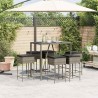 Ensemble de bar de jardin 7 pcs avec coussins gris poly rotin 615548615548