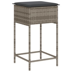 Ensemble de bar de jardin 7 pcs avec coussins gris poly rotin 615548615548
