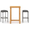 Ensemble de bar de jardin avec coussins 3 pcs Gris 615549615549
