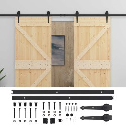 Porte coulissante 2 pcs Naturel et noir Bois de pin massif 615567615567