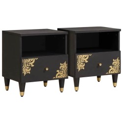 Cabinet de chevet avec tiroir 2 pcs Noir 40 x 33 x 46 cm 615575615575