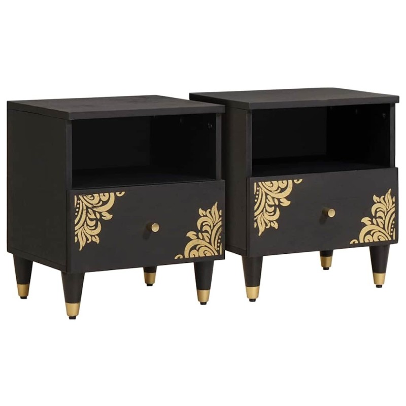 Cabinet de chevet avec tiroir 2 pcs Noir 40 x 33 x 46 cm 615575615575