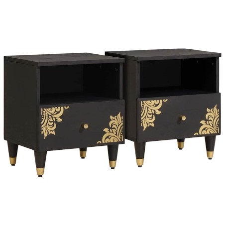 Cabinet de chevet avec tiroir 2 pcs Noir 40 x 33 x 46 cm 615575615575
