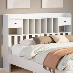 Tête de lit avec rangement blanc 160 cm bois massif de pin 615580615580