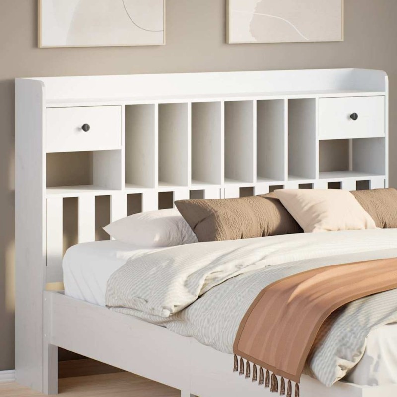 Tête de lit avec rangement blanc 160 cm bois massif de pin 615580615580