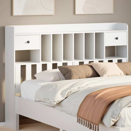 Tête de lit avec rangement blanc 160 cm bois massif de pin 615580615580