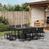 Ensemble à manger de jardin avec coussins 11 pcs noir textilène 615583615583