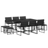 Ensemble à manger de jardin avec coussins 11 pcs noir textilène 615583615583