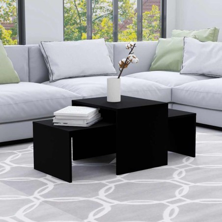 Ensemble de tables basses Noir 100x48x40 cm bois d’ingénierie 615592615592