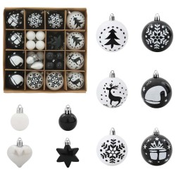 Ensemble de Boules de Noël 40 pcs Noir et Blanc Plastique 615604615604