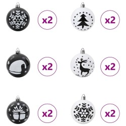 Ensemble de Boules de Noël 40 pcs Noir et Blanc Plastique 615604615604