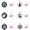 Ensemble de Boules de Noël 40 pcs Noir et Blanc Plastique 615604615604