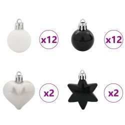 Ensemble de Boules de Noël 40 pcs Noir et Blanc Plastique 615604615604