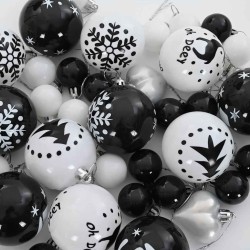 Ensemble de Boules de Noël 40 pcs Noir et Blanc Plastique 615604615604