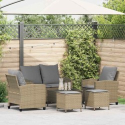 Ensemble de canapé de jardin 6 pcs avec coussins beige résine tressée 615607615607