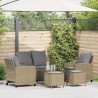 Ensemble de canapé de jardin 6 pcs avec coussins beige résine tressée 615607615607