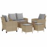 Ensemble de canapé de jardin 6 pcs avec coussins beige résine tressée 615607615607