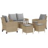 Ensemble de canapé de jardin 6 pcs avec coussins beige résine tressée 615607615607