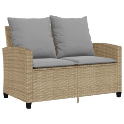 Ensemble de canapé de jardin 6 pcs avec coussins beige résine tressée 615607615607