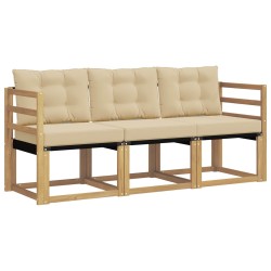 Ensemble de canapés d'extérieur 3 pcs Blanc et Beige 615608615608