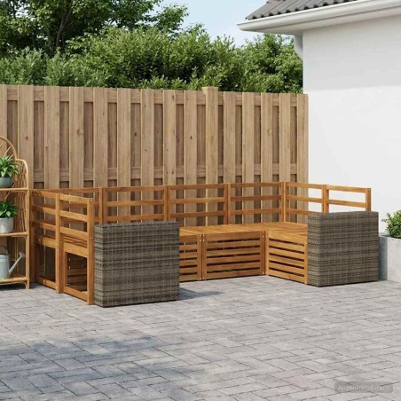 Ensemble de canapé d'angle 6 pcs Naturel Bois d'Acacia Massif 615610615610