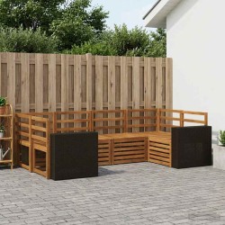 Ensemble de canapé d'angle 6 pcs Naturel Bois d'Acacia Massif 615616615616