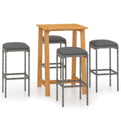 Ensemble de bar de jardin avec coussins 5 pcs Gris 615618615618