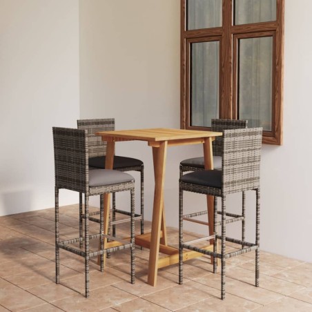 Ensemble de bar de jardin avec coussins 5 pcs Gris 615619615619