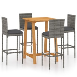 Ensemble de bar de jardin avec coussins 5 pcs Gris 615619615619