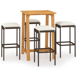 Ensemble de bar de jardin avec coussins 5 pcs Marron 615620615620