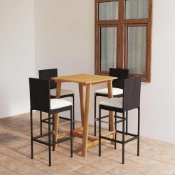 Ensemble de bar de jardin avec coussins 5 pcs Noir 615621615621